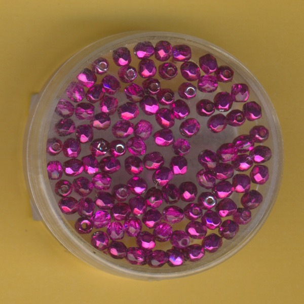 3067734 Glasschliffperlen 3mm feuerpoliert kristall hot pink metallic 100 Stück