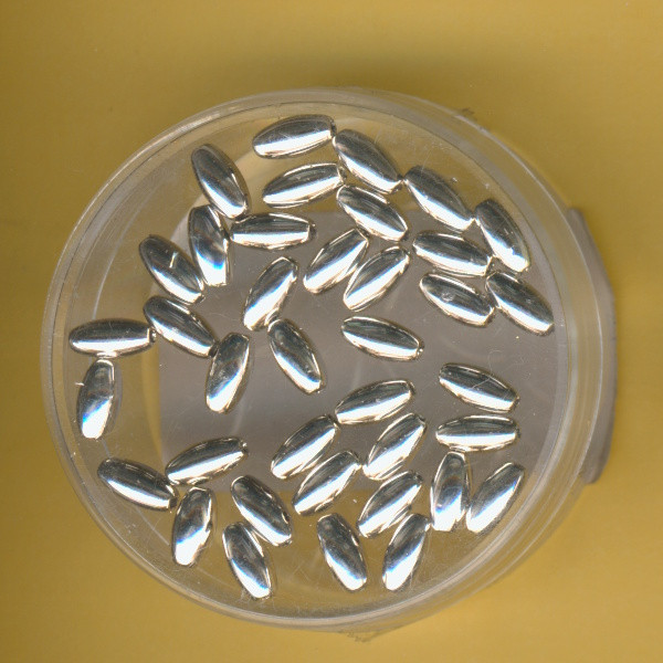 0714-06914 Wachsperlen Oliven 3x6mm silber 35 Stück