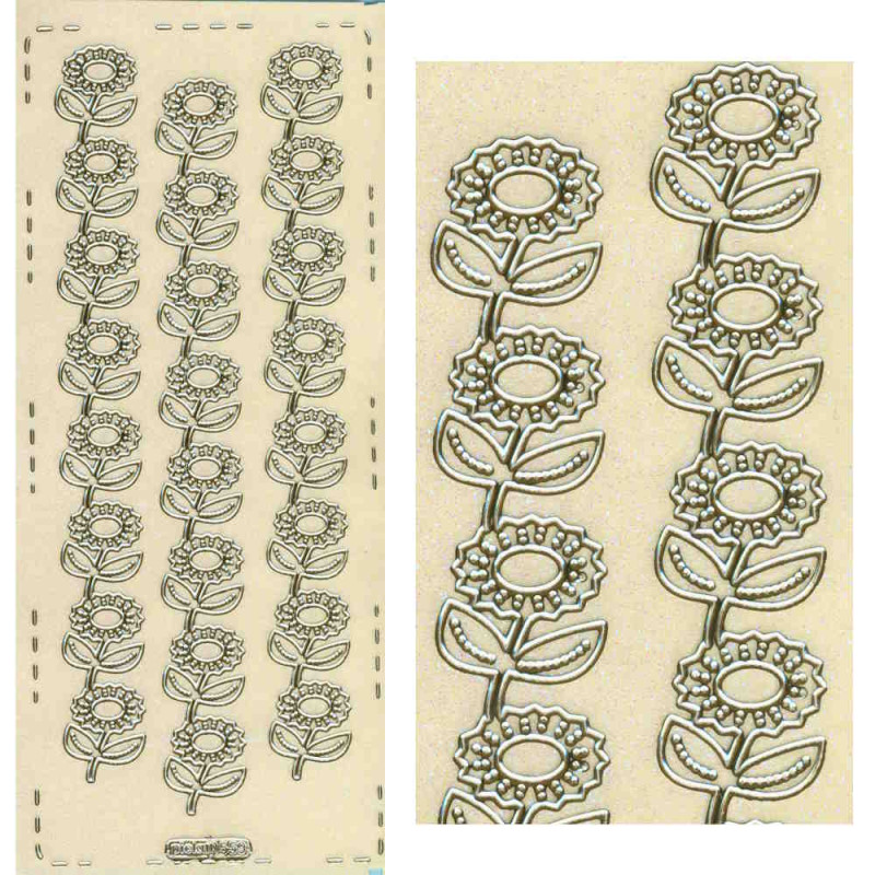 pu559gi Sticker Blumenborte 3 gold irisierend