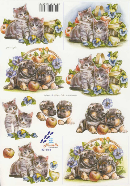 8215164 3D Motivbogen A4 Katzen- und Hundebabys