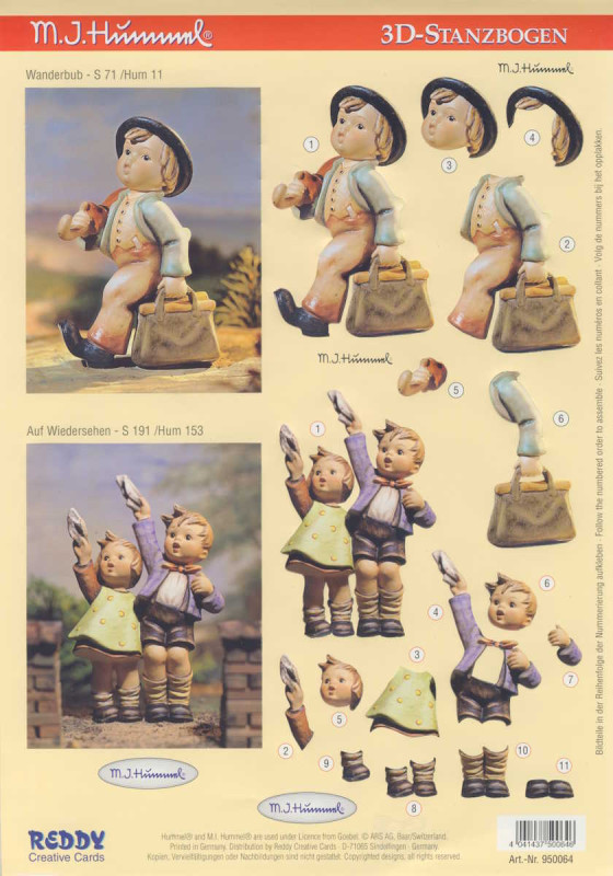 950064 3D Stanzbogen A4 M I Hummel Wanderbub