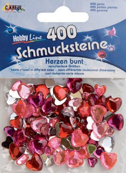 Schmucksteine-Set Herzen bunt