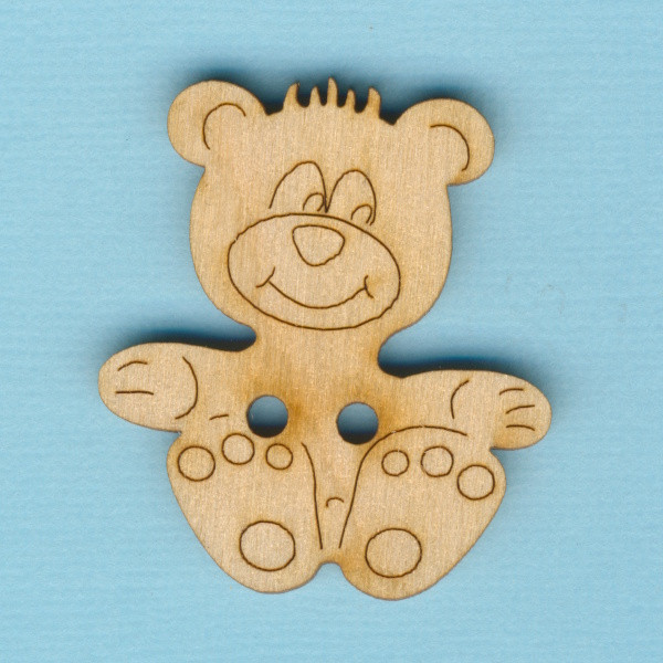 buh1104 Holzknopf Teddybär 4cm