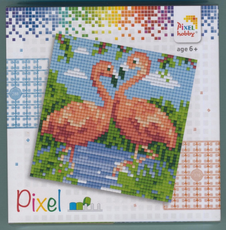 px44002 Pixelhobby Set 4 kleine Basisplatten Flamingos