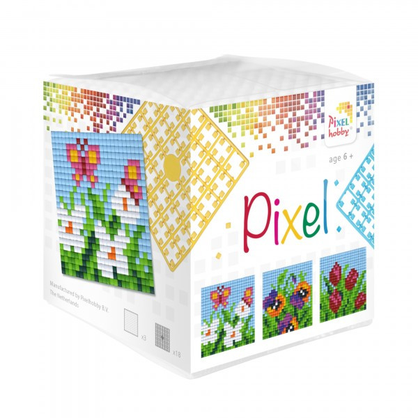 29005 Pixelhobby Set 3 kleine Basisplatten Blumen