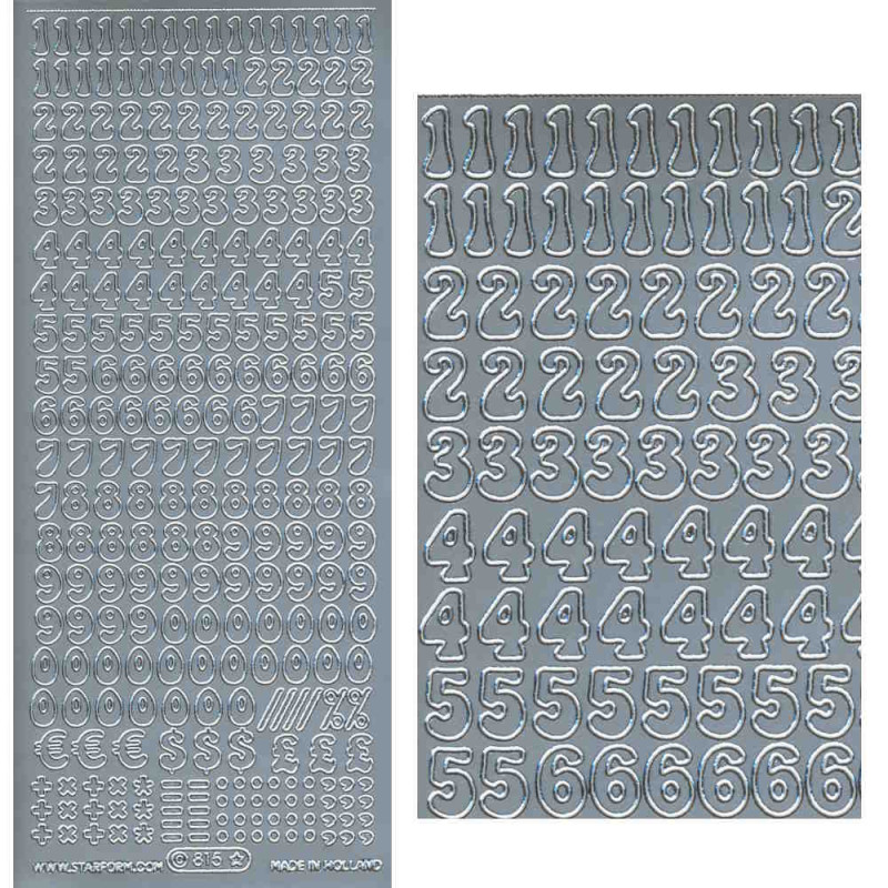 25481 Sticker Zahlen 9mm silber