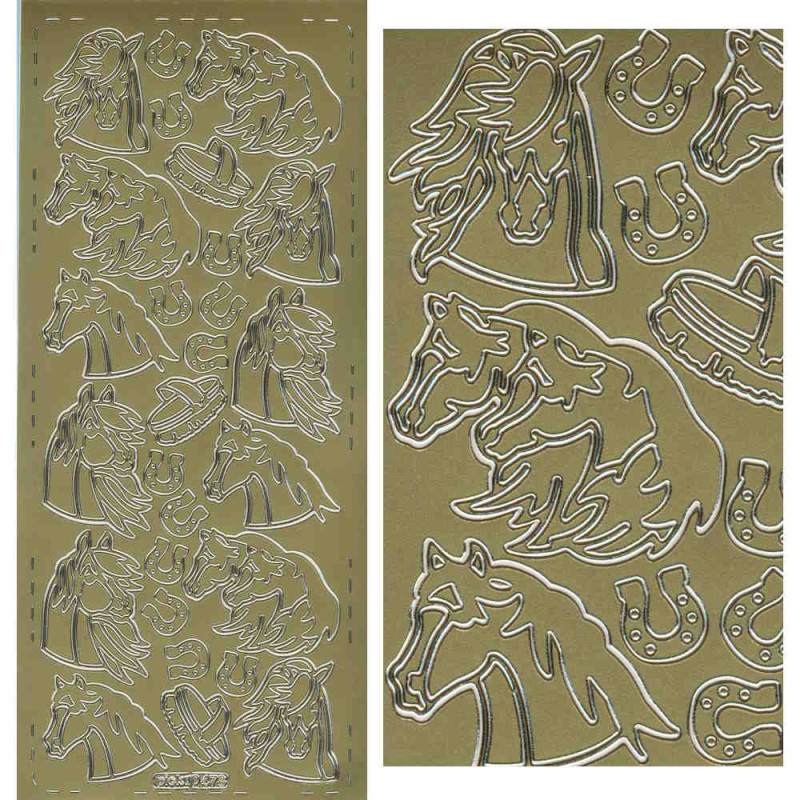 pu478g Sticker Pferde 4 gold