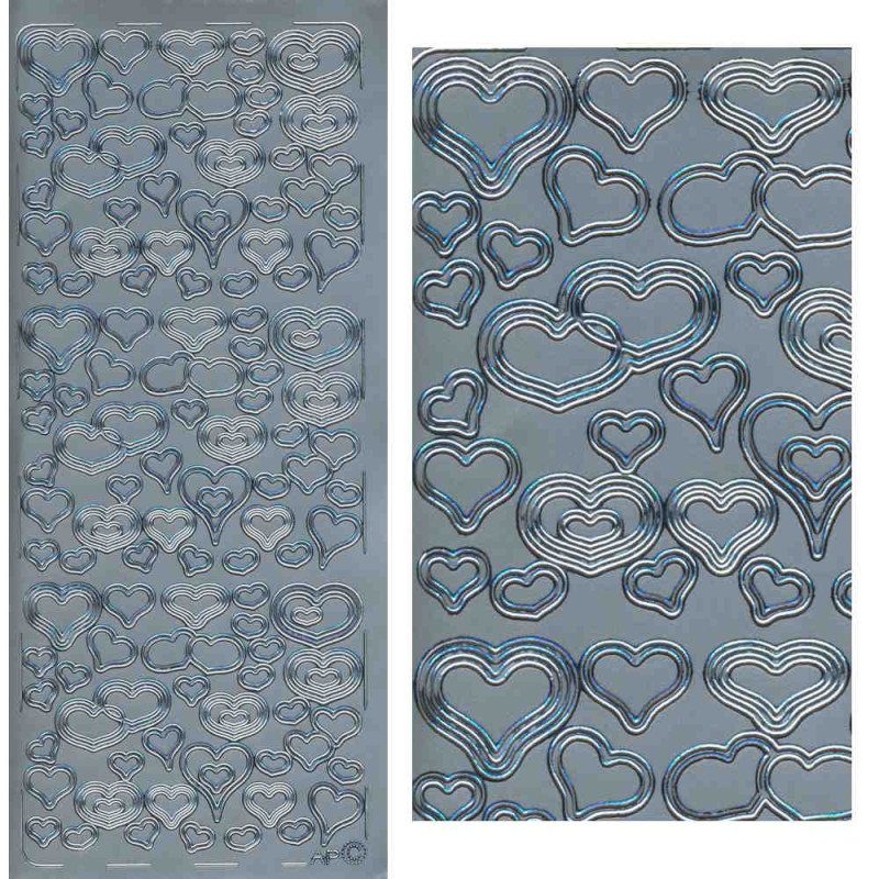 pu138s Sticker Herzen 12 silber