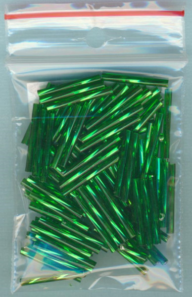 57120 Glasperlen Stifte 20mm gedreht grün Silbereinzug 15g