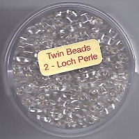 967105924 Glasperlen Twin Beads 2,5x5mm kristall silbereinzug 12g