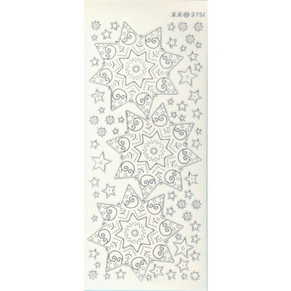 3751s Sticker Sterne 4 silber transparent