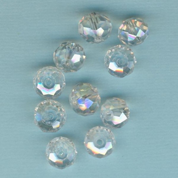 10695 Glasschliffperlen Briolette 10mm kristall AB 10 Stück