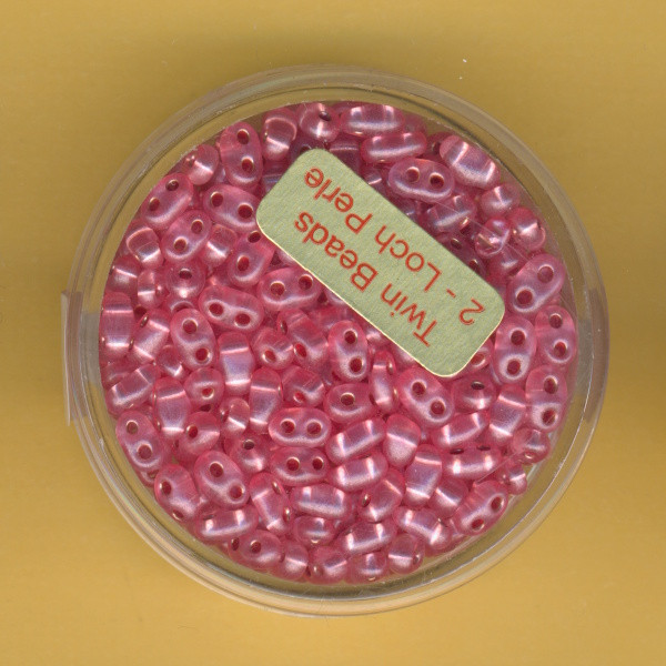 9671-05154 Glasperlen Twin Beads 2,5x5mm rose silbereinzug 12g