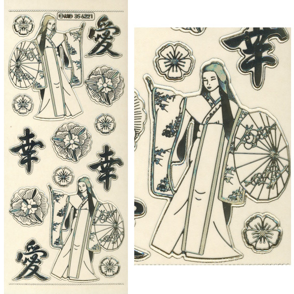 kv356221g Sticker Geisha gold transparent