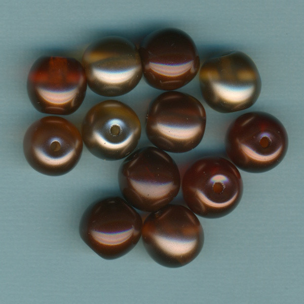 14479000 Glaswachsperlen 14mm halb-transp. braun mix 12 Stück