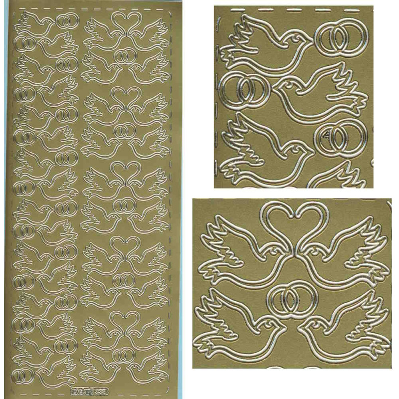 st338g Sticker Turteltauben 4 gold