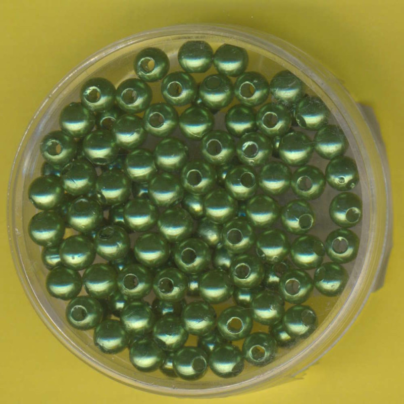 pl60711 Wachsperlen 4mm dunkelgrün 100 Stück in Dose
