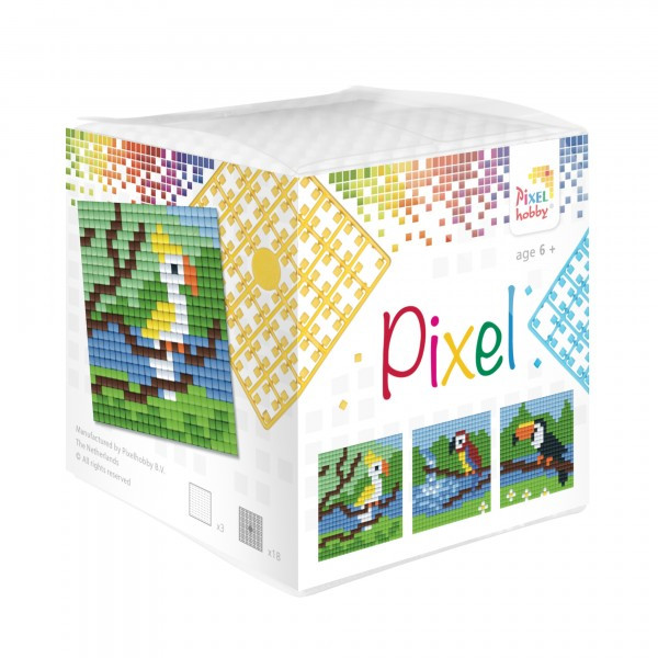 29016 Pixelhobby Klassik Set kleine Basisplatte Tropische Vögel
