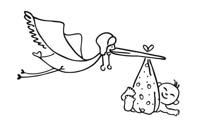 1801201 Holzstempel Storch 9x6,5cm