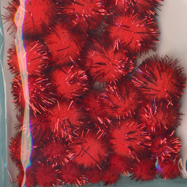 1003328 Pompons rot metallic 10, 15, 20, 25mm 40 Stück