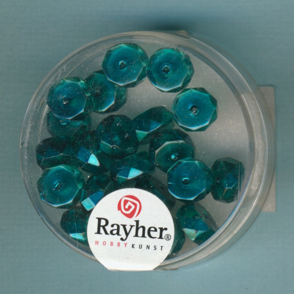 14463392 Rayher Glaswachsperlen Radl 4x8mm indisch türkis 22 Stück