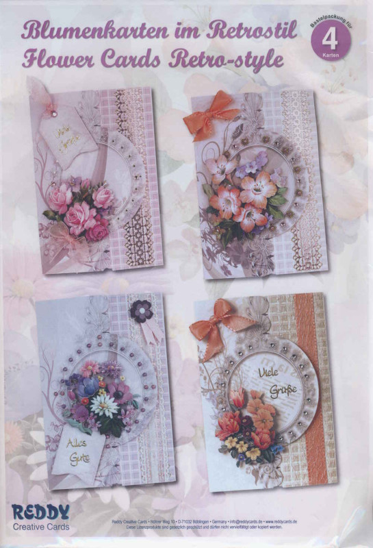 80475 Bastelset Blumenkarten im Retrostil