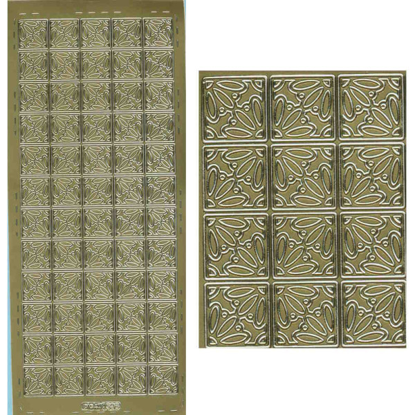 pu398g Sticker Blumenquadrat gold