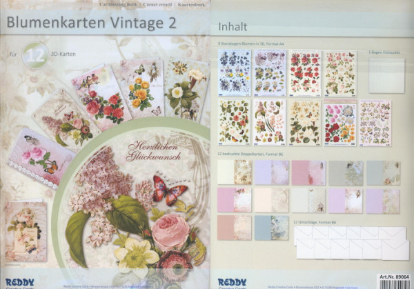 89064 3D Bastelmappe Blumenkarten Vintage 2