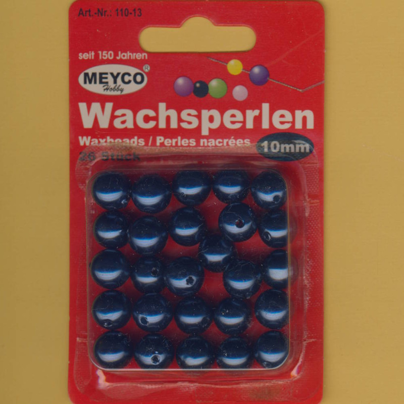 110-13 Wachsperlen 10mm dunkelblau 26 Stück