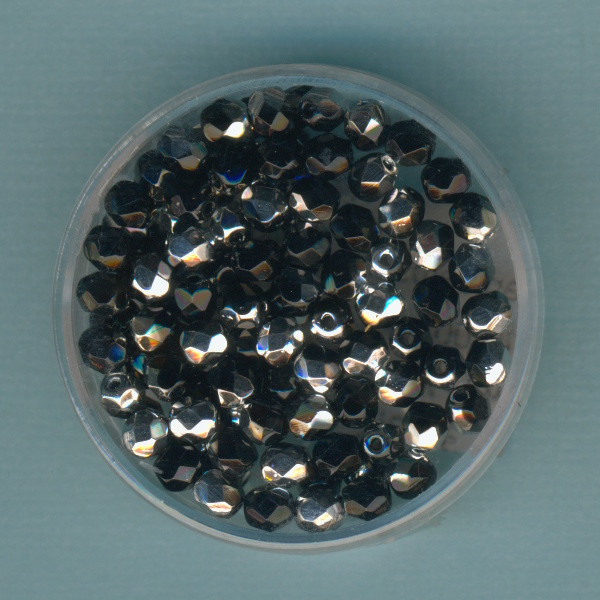 40823980 Glasschliffperlen 4mm schwarz silber ca. 100 Stück