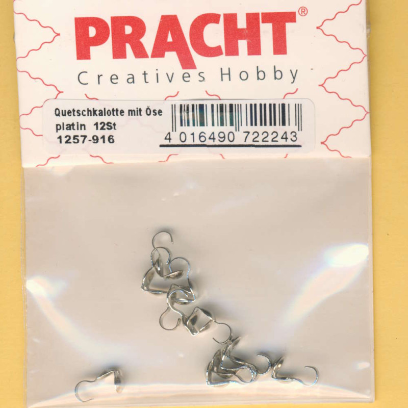 1257-916 Quetschkalotten mit Öse 3,5mm platin 12 Stück