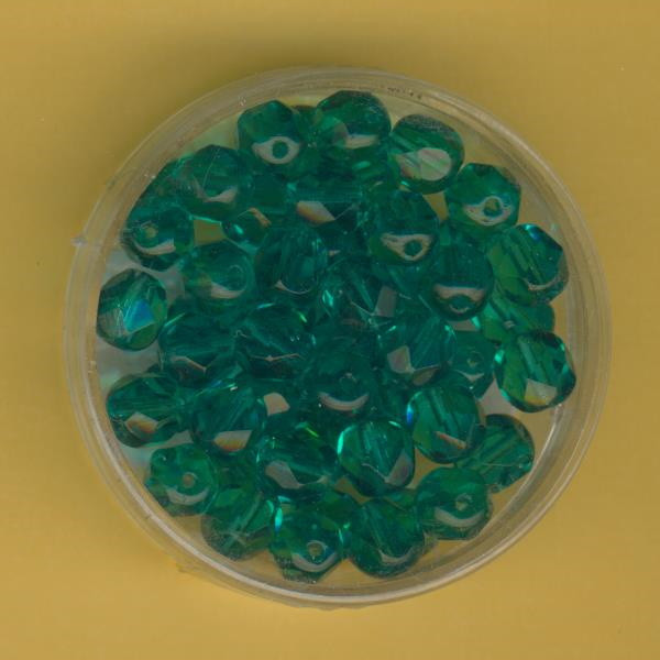 16021 Glasschliffperlen 6mm transparent emerald 48 Stück