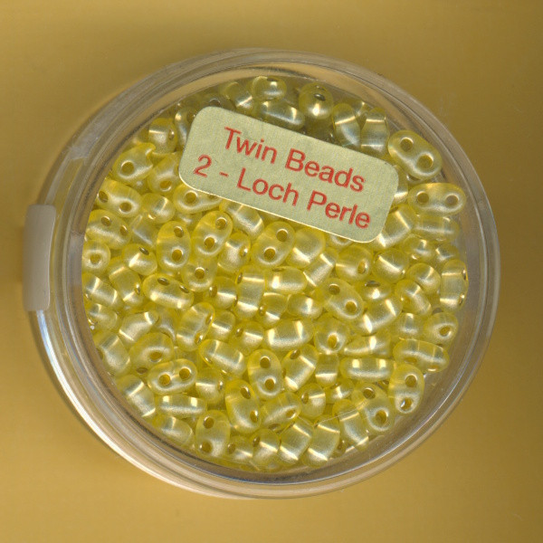 9671-05434 Glasperlen Twin Beads 2,5x5mm gelb silbereinzug 12g
