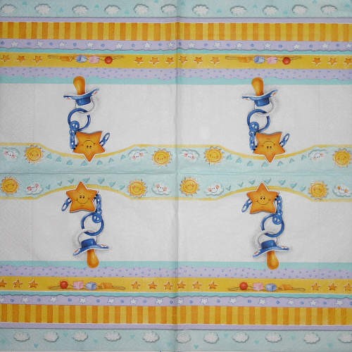 Serviette Baby weiss/bunt