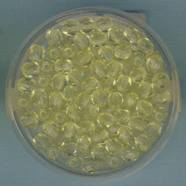 0730-04095 Glasschliffperlen 4mm transparent hellgelb 100 Stück
