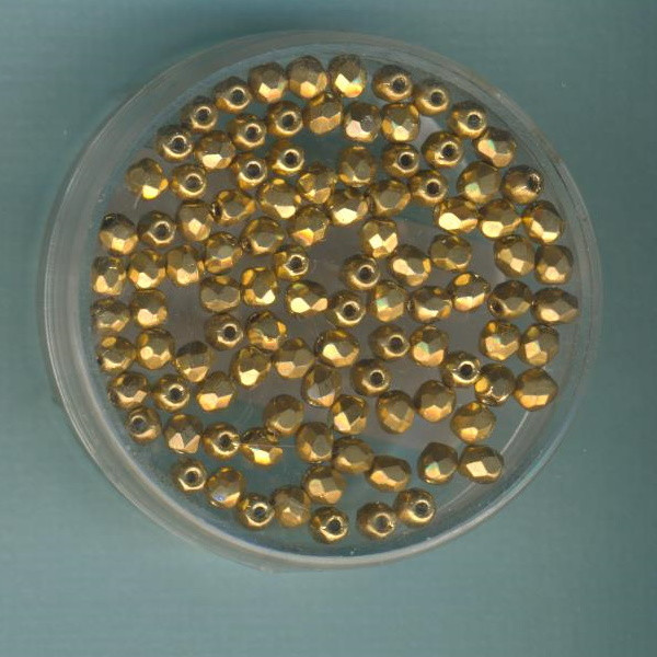 326200 Glasschliffperlen 3mm gold 100 Stück