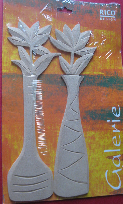 069190000 Holz Dekor Längliche Vase mit Blume 2 Stück