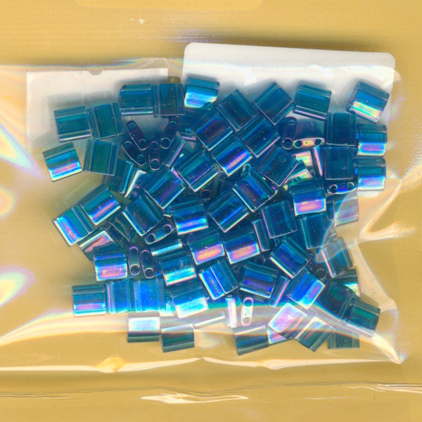 19196 Miyuki Tila Perlen 5x5mm transparent blau irisierend 10g