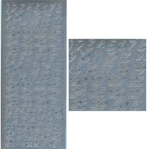 pu641s Sticker Kalenderzahlen 12mm silber