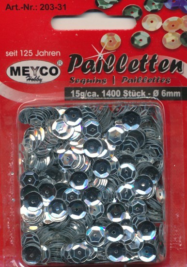 20331 Pailletten gewölbt 6mm silber 15g