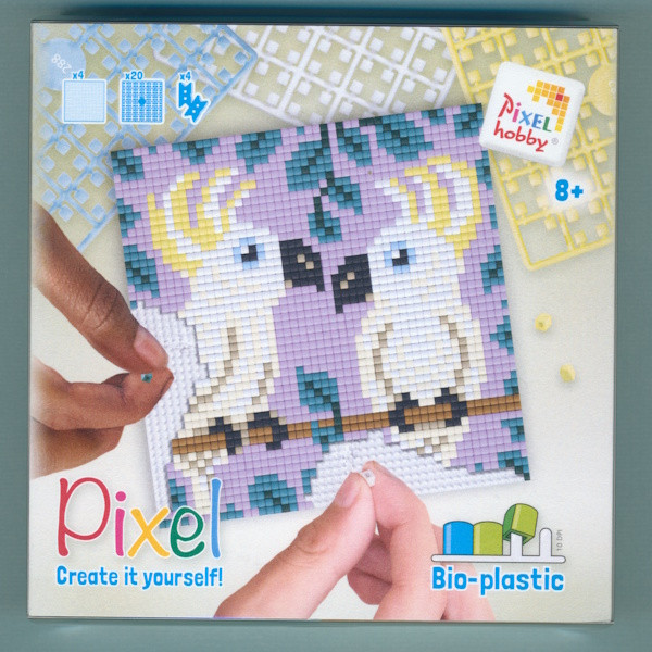 44043 Pixelhobby Set 4 kleine Basisplatten Kakadu