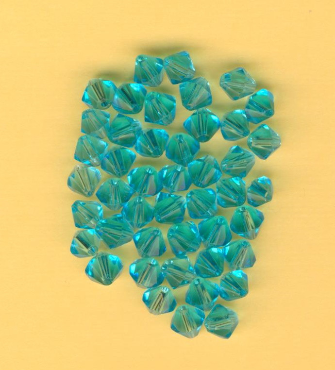 20581 Bicone Glasperlen 6mm aqua 45 Stück