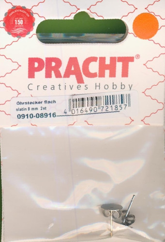 0910-08916 Ohrstecker flach 8mm platin 2 Stück