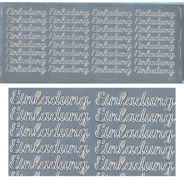 pu035s Sticker Einladung 5 silber