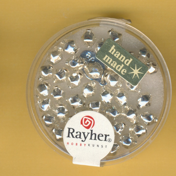1480222 Glas Rautenperlen 5mm silber 42 Stück