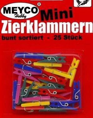 65203 Mini Zierklammern Plastik bunt 25mm