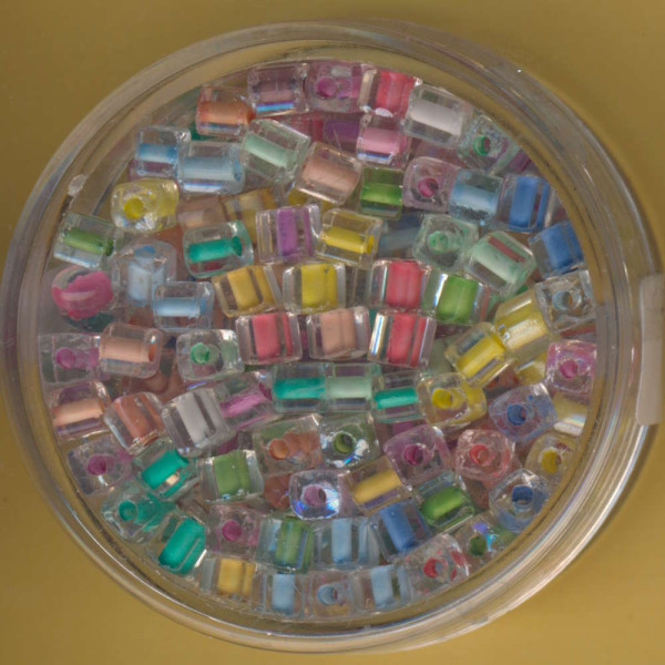 9643-504 Glasperlen Würfel 3mm Farbeinzug mix 20g