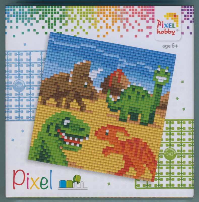 px44019 Pixelhobby Set 4 kleine Basisplatten Dinosaurier