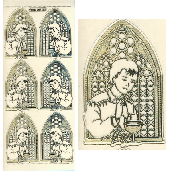 kv357303g Sticker Konfirmation Junge gold transparent