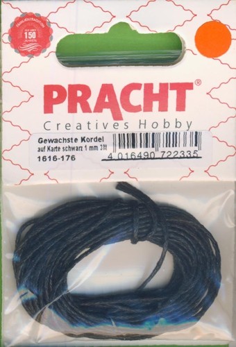 Gewachste Kordel 1mm schwarz 3m